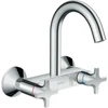 Image de hansgrohe Mitigeur évier à deux poignées Logis M32 mural, bec haut, 1 jet, chrome