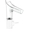 Image de hansgrohe Mitigeur lavabo monocommande Axor Starck V 140 mm bec en verre, vidage libre, blanc