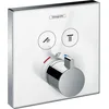 Image de hansgrohe ShowerSelect Glas Set de finition en verre pour mitigeur thermostatique encastré avec 2 fonctions, blanc/chromé, 15738400