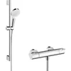 Image de hansgrohe Crometta - Set de douche avec mitigeur thermostatique Ecostat 1001 CL, Pommeau de douche avec barre 90cm, support et flexible de douche 1,60m, Douchette avec 2 types de jet, Blanc/chromé