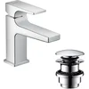 Image de hansgrohe Metropol Mitigeur de lavabo 100 poignée manette bec court, bonde Push-Open, chromé, 32500000