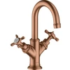 Image de hansgrohe Mitigeur lavabo 2 poignées 160 Axor Montreux brossé or rouge avec tirette et bouton de vidage, pour eau chaude