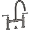 Image de hansgrohe AXOR Montreux Mitigeur lavabo 2 poignées Montreux 220, vidage escamotable, béquilles, projection 175mm, 16511340, Couleur: Brushed Black Chrome