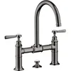 Image de hansgrohe AXOR Montreux Mitigeur lavabo 2 poignées Montreux 220, vidage escamotable, béquilles, projection 175mm, 16511330, Couleur: Polished Black Chrome