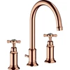 Image de hansgrohe Axor Montreux Robinet lavabo 3 trous 180 mm, avec croix, tirette, or pâle
