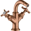 Image de hansgrohe Axor Montreux Mitigeur bidet 2 trous A 104mm, avec croix, tirette, brosse gris