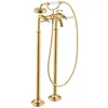 Image de hansgrohe AXOR Montreux Mitigeur bain 2 poignées, béquilles, sur pied, projection 234mm, 16553250, Couleur: Brushed Gold Optic