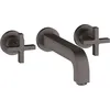 Image de hansgrohe AXOR Citterio mitigeur lavabo 3 trous encastré, bec 222mm, poignées transversales, rosettes pour montage mural, 39143340, Couleur: Brushed Black Chrome