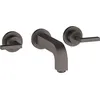 Image de hansgrohe AXOR Citterio mitigeur lavabo 3 trous encastré, bec 162mm, béquilles, rosettes pour montage mural, 39315340, Couleur: Brushed Black Chrome