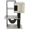 Image de TRIXIE Arbre à Chat City Style 98 cm en Gris/Noir   Arbre à Chat Multi-Niveaux avec Grotte Douillette & hamac, Tronc en Jute pour griffer   Base très Stable