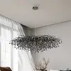 Image de Paul Neuhaus Lustre Icicle, noir, suspension en verre, longueur 150 cm