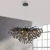 Image de Paul Neuhaus Lustre Icicle, noir, suspension en verre, longueur 100 cm