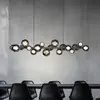 Image de Suspension LED PURE E-Popup, platine, verre, CCT, 18 ampoules.