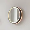 Image de Paul Neuhaus Miroir mural LED VIDRO, gris, Ø 26 cm, batterie externe, interrupteur