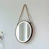 Image de Paul Neuhaus Miroir mural LED VIDRO, noir, Ø 40 cm, batterie externe, à suspendre