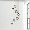 Image de Suspension LED PURE Popup, gris/gris fumé, Ø 40 cm, à 7 lampes.