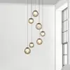Image de Suspension LED PURE Popup, bronze/ambre Ø 40 cm, à 7 lampes.