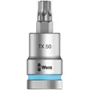 Image de Wera 05003836001 8767 C HF TORX Embouts à douille TORX HF Zyklop à emmanchement 1/2" avec fonction de retenue, TX 50 x 60 mm, Argent/cyan