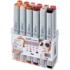 Image de COPIC Marker Set de 12 marqueurs à encre à alcool permanente double pointe, pointe fine et large biseautée, rechargeable - Set Couleurs Portraits