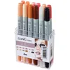 Image de COPIC Ciao Set de 12 marqueurs à encre à alcool permanente double pointe, pointe pinceau ultra souple et large biseautée, rechargeable - Set Couleurs Portrait