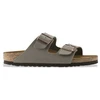 Image de Birkenstock unisex. 151213 Sandales en cuir Arizona Stone (Ajustement Étroit) gris (39), Plat, Aucun, Casuel