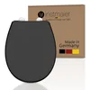 Image de instmaier abattant WC avec abaissement automatique noir | Fabriqué en Allemagne | forme ovale | Siège de WC en duroplast | lunette de WC facile à enlever | stable jusqu'à 250kg