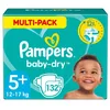 Image de Pampers Couches Taille 5+ (12-17 kg), Baby-Dry, 132 Couches Bébé, Pack 1 Mois, Jusqu'à 12h Bien Au Sec et Avec Double-Barrière Anti-Fuites