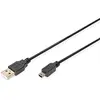 Image de DIGITUS Câble USB 2.0   1 m   USB A vers Type Mini B (5 Broches)   480 Mbps   Câble de Connexion pour PC, Ordinateur Portable, appareils Photo ou hubs   Blister   Noir