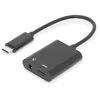 Image de DIGITUS Câble adaptateur USB-C - 0,2 m - USB-C (mâle) vers jack 3,5 mm (femelle), type C (femelle) - Power Delivery 3.0-20 V 5 A - Noir