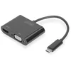 Image de DIGITUS Adaptateur Graphique USB-C - USB-C vers HDMI & VGA - UltraHD 4k/30Hz par HDMI - 11cm de Longueur de câble - Plug & Play - Noir