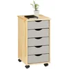 Image de IDIMEX Caisson de Bureau Lagos Meuble de Rangement sur roulettes avec 5 tiroirs, en pin Massif Finition Vernis Naturel et lasuré Gris