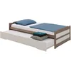 Image de IDIMEX Lit gigogne Lorena 1 Personne tiroir lit Fonctionnel 90 x 190 cm pin Massif lasuré Taupe et Blanc