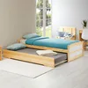 Image de IDIMEX Lit gigogne Lorena 1 Personne tiroir lit Fonctionnel 90 x 190 cm pin Massif recouvert d'un Vernis Naturel et Blanc