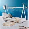 Image de IDIMEX Lit tipi Elin lit Enfant Simple en Bois Type Montessori, 90 x 200 cm, en pin Massif lasuré Blanc