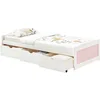Image de IDIMEX Lit Fonctionnel MIA avec rangements 3 tiroirs 90 x 200 cm, lit Simple 1 Place, lit Enfant en pin Massif lasuré Blanc et Rose