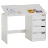 Image de IDIMEX Bureau Enfant Emma Bureau avec Rangement 4 tiroirs et Plateau inclinable, Style scandinave, en pin Massif lasuré Blanc