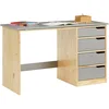 Image de IDIMEX Bureau Enfant Emma Bureau avec Rangement 4 tiroirs et Plateau inclinable, Style scandinave, en pin Massif Naturel et Gris