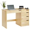 Image de IDIMEX Bureau avec Rangement Hugo Grand Bureau avec 5 tiroirs, au Design scandinave et épuré, en pin Massif Finition Naturelle