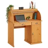 Image de IDIMEX Bureau secrétaire Tom avec volet Roulant Rangement 2 tiroirs et 1 Porte avec étagère, en pin Massif lasuré Brun