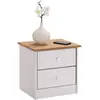 Image de IDIMEX Table de Chevet Rondo avec 2 tiroirs, Table de Nuit en pin Massif, Chevet en Bois lasuré Blanc et Brun