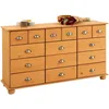 Image de IDIMEX Commode Chambre Colmar L 134 cm 12 tiroirs en Bois Massif Brun chiffonnier apothicaire Rangement avec poignées en métal