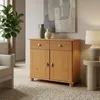 Image de IDIMEX Buffet Salle à Manger Colmar en Bois L 94 cm Coloris teinté laqué avec 2 Portes battantes et 2 tiroirs spacieux, poignées Coquille, Meuble de Rangement, Structure Robuste et Finition élégante