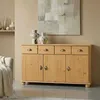 Image de IDIMEX Buffet Salle à Manger Colmar en Bois L 116 cm avec 3 Portes battantes et 2 tiroirs spacieux, poignées Coquille, Meuble de Rangement, Structure Robuste et Finition élégante, Coloris teinté