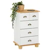 Image de IDIMEX Commode Chambre Colmar L 49 cm en Bois Massif Blanc et Brun avec 4 tiroirs, Meuble de Rangement Adulte lasuré avec poignées Coquille en métal Style Maison de Campagne 49 x 80 x 39 cm