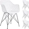 Image de IDIMEX Lot de 4 chaises Alicante pour Salle à Manger ou Cuisine au Design Retro avec accoudoirs, Coque en Plastique Blanc et 4 Pieds croisé en métal laqué Noir