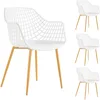 Image de IDIMEX Lot de 4 chaises Lucia pour Salle à Manger ou Cuisine au Design Retro avec accoudoirs, Coque en Plastique Blanc et 4 Pieds en métal décor chêne Sonoma