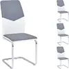 Image de IDIMEX Lot de 4 chaises de Salle à Manger Leona piètement chromé revêtement synthétique Bicolore Blanc et Gris
