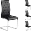 Image de IDIMEX Lot de 4 chaises de Salle à Manger Chloe avec Assise capitonnée et piétement chromé, revêtement en synthétique Noir