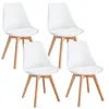 Image de IDIMEX Lot de 4 chaises de Salle à Manger Abby Style scandinave Design Nordique avec piètement en Bois Massif, siège Coque rembourré en Plastique Blanc