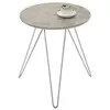 Image de IDIMEX Table d'appoint BENNO Table à café Petite Table Basse Bout de canapé Design Retro Vintage Industriel avec Pieds en épingle en métal chromé, Plateau Rond en MDF décor béton Gris